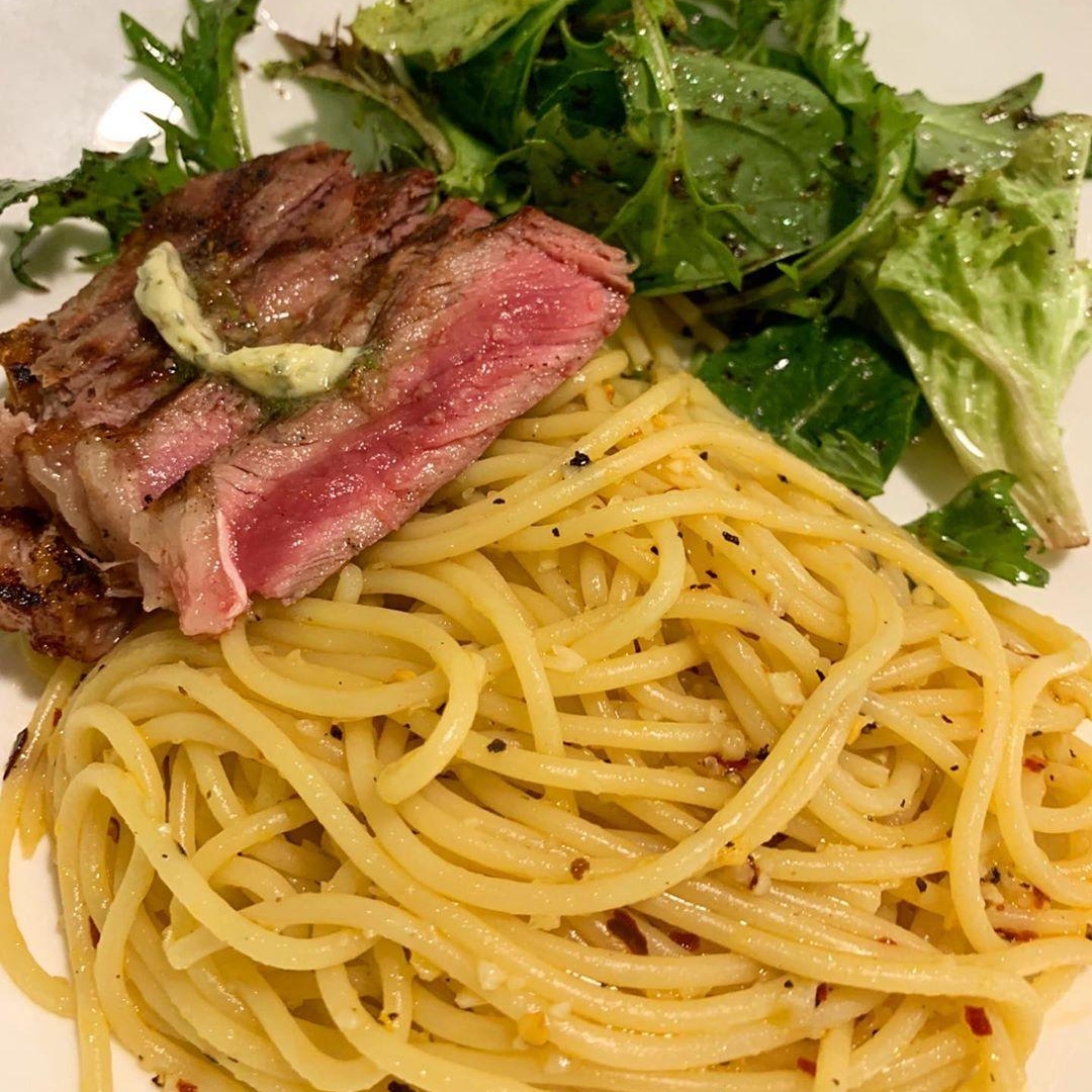 Striploin Steak with Pasta