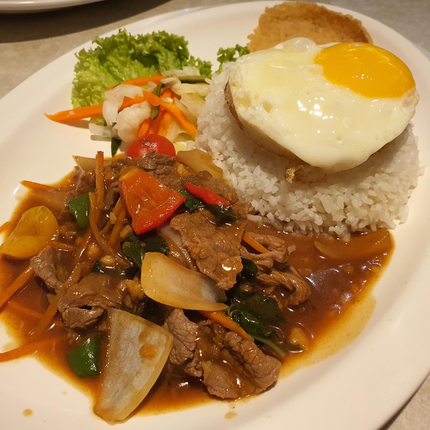 Stir fried Basil Beef with Rice