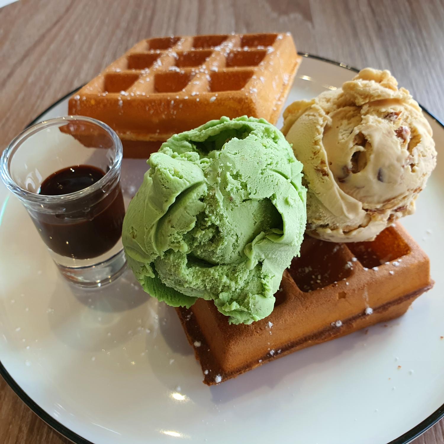 Signature Waffle with Double Scoop Ice Cream