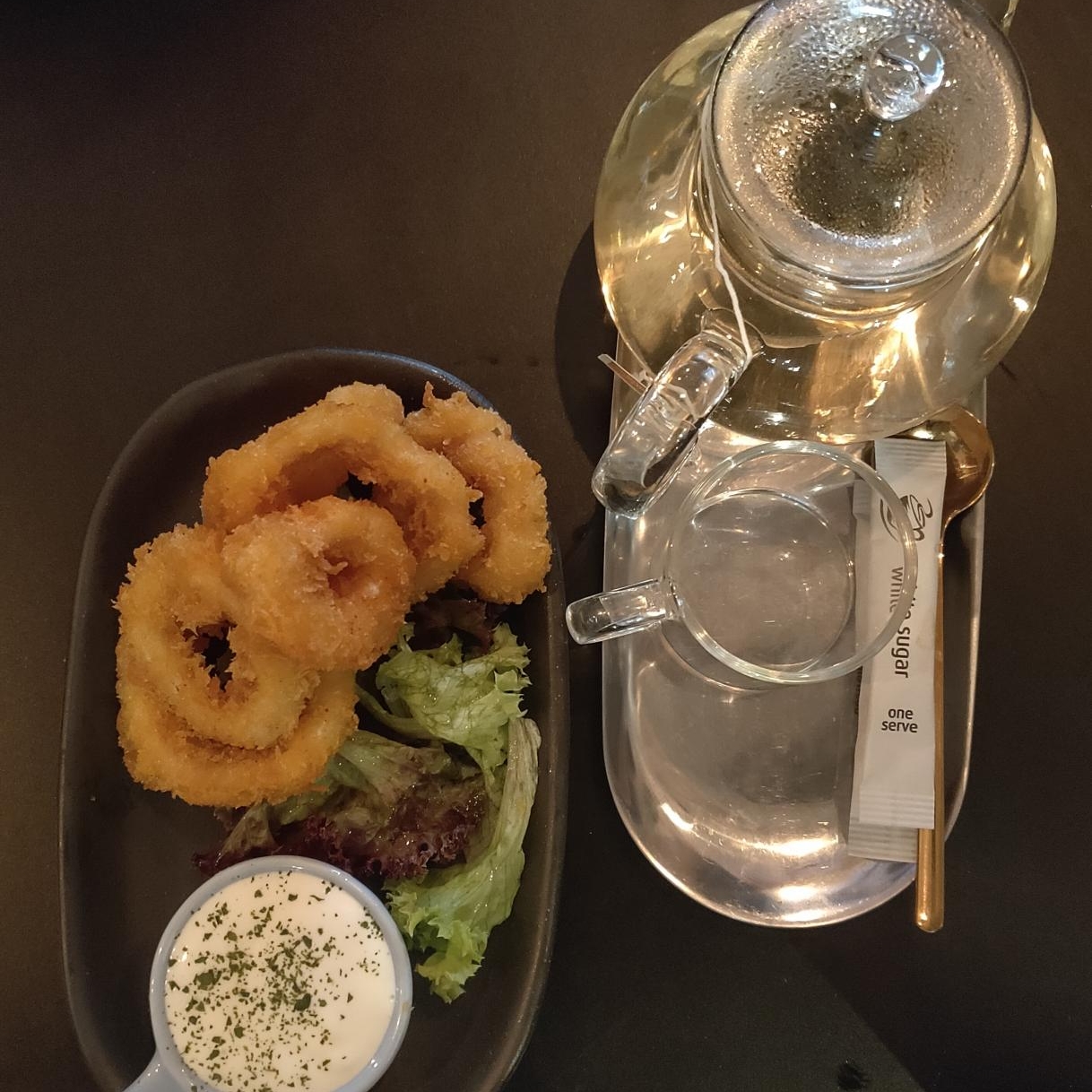 Ginger Tea and Calamari Rings