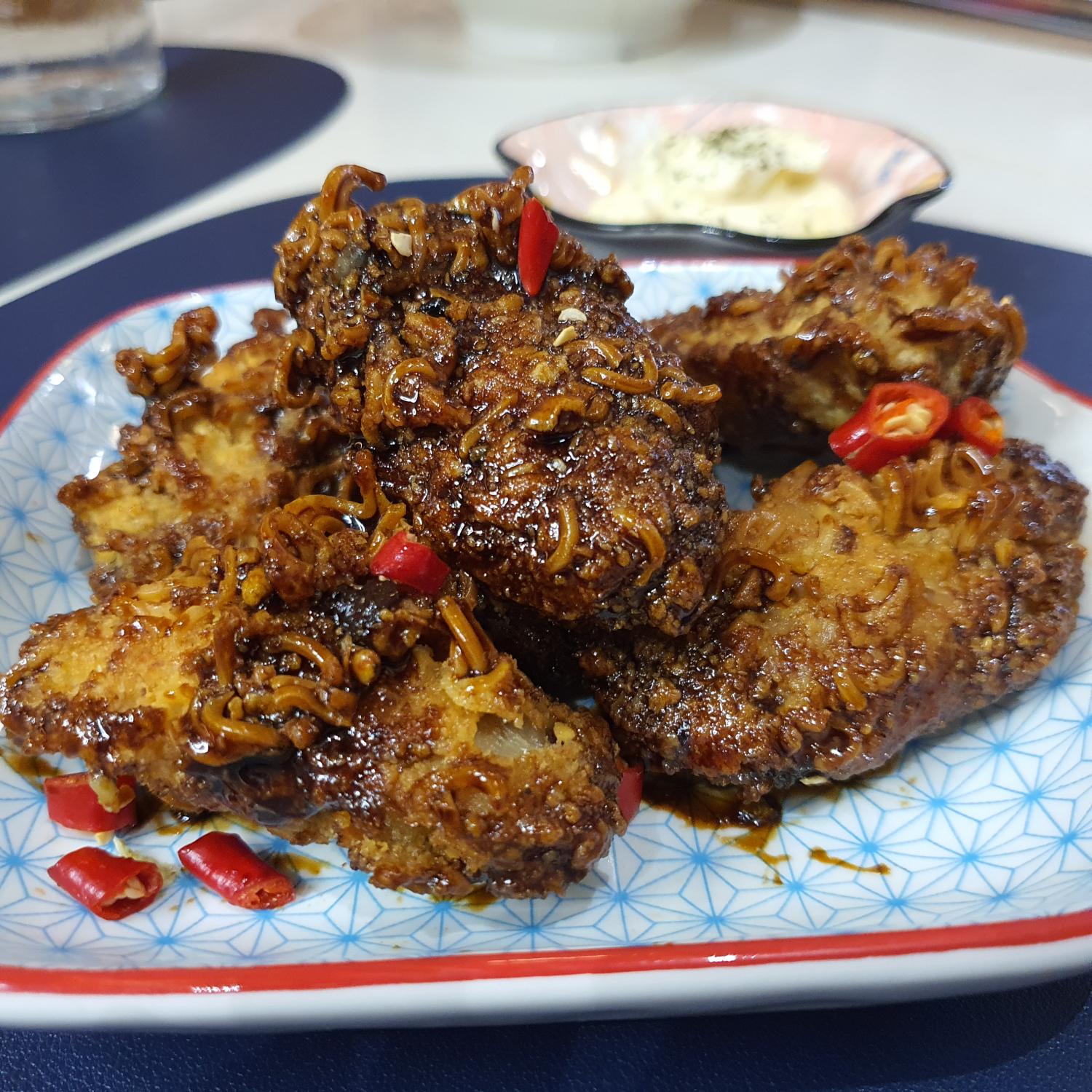 Ramen Winglets with Truffle Mayo