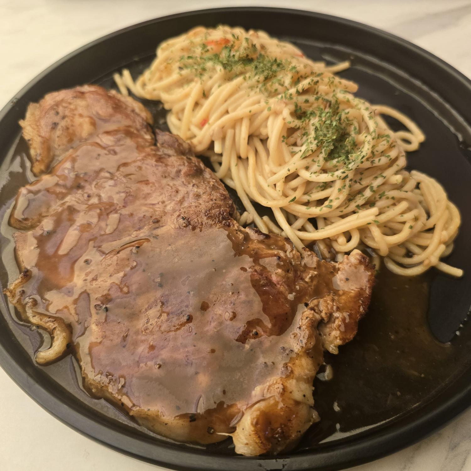 Beef Steak with Aglio Olio