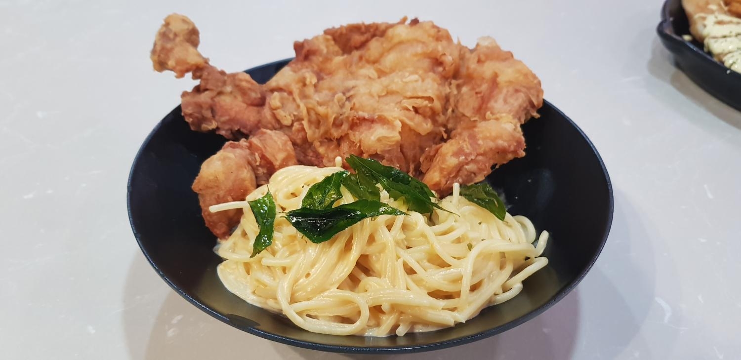 Salted Egg Pasta with Classic Chicken Cutlet