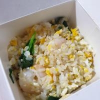 Egg Fried Rice w Prawn + Baby spinach